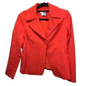 Coldwater Creek Women's Red Blazer Snap Button Closure Sz 8 Office CEO Boardroom